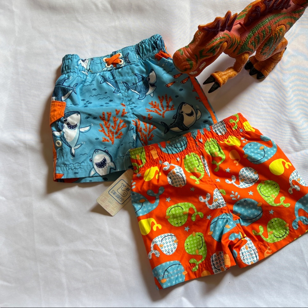 Swiggles Kids Swim Trunks - Blue and Orange